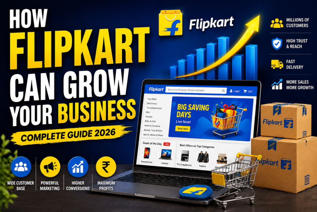 Learn how Flipkart can grow your business with proven strategies. Discover listing optimization, ads, and expert tips by GrowBySocial to boost sales.